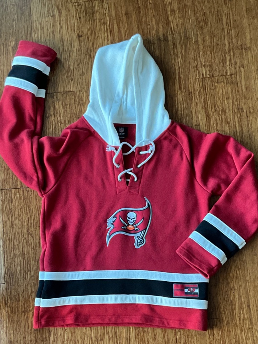 NFL Red and White Team Apparel Lace-Up Hoodie